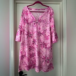 LILLY PULITZER XL TOSHA Cotton Dress Pink Blossom Wild About You NWOT